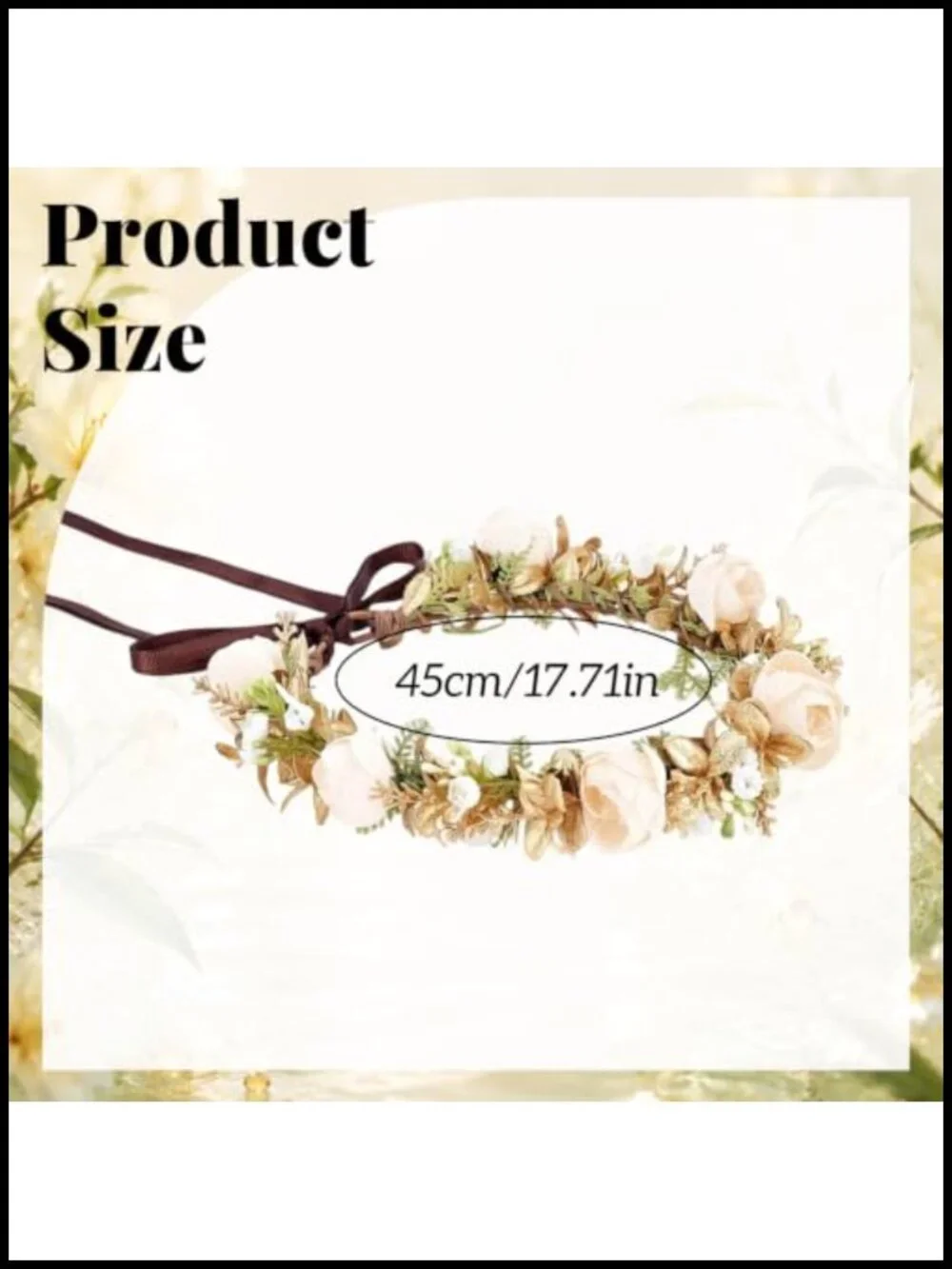 Fairy White Flower Crown Gold Green Woodland Headband Boho Bridal